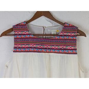 C&C California Boho Mini Dress Womens Medium White Multicolor Embroidery Flowy